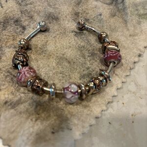 Elegant Silver and Pink Beaded Bracelet